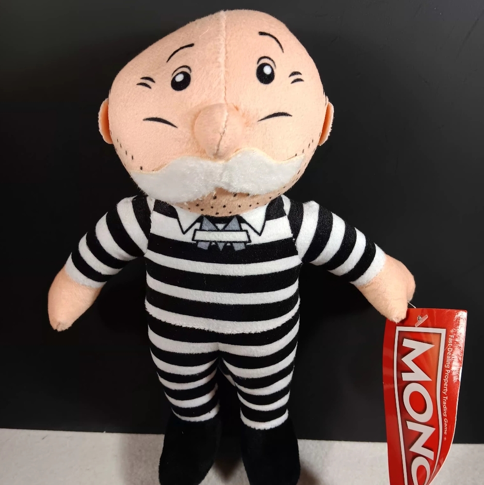 New Mr. Monopoly Uncle Pennybags Plush 9" Standing Stuffed Toy Factory Jail Bird